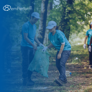 2 volunteers litter picking